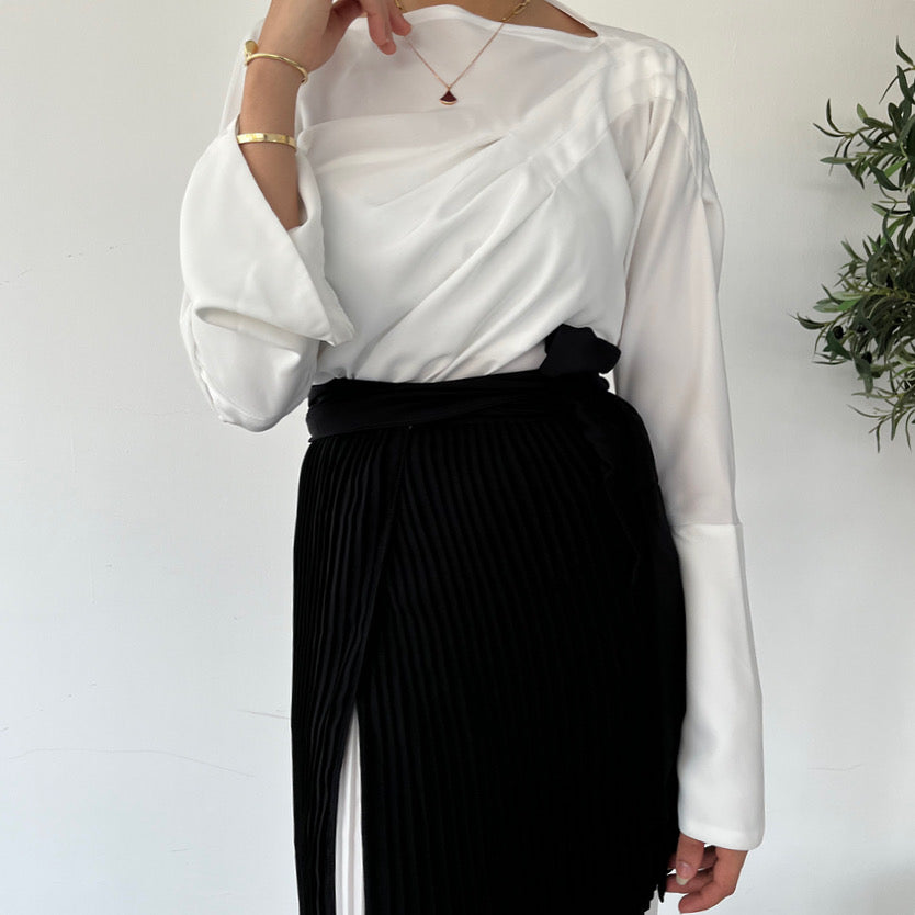 Plated skirt dress