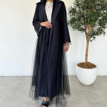 Navy Tulle Abaya