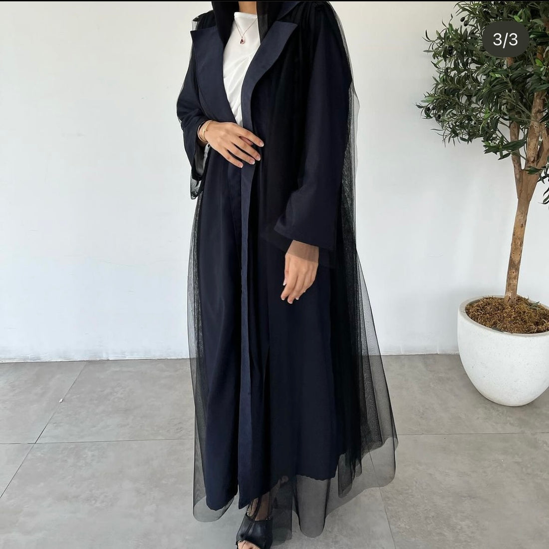 Navy Tulle Abaya